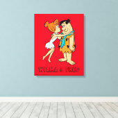 Flintstenen | Wilma Kissing Fred Canvas Afdruk (Insitu (Houten vloer))