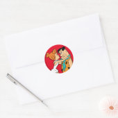 Flintstenen | Wilma Kissing Fred Ronde Sticker (Envelop)