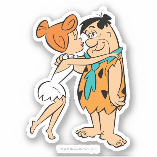 Flintstenen | Wilma Kissing Fred Sticker (Voorkant)