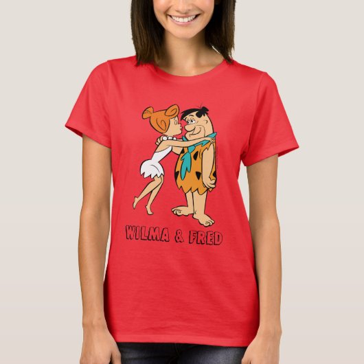 Flintstenen | Wilma Kissing Fred T-shirt (Voorkant)