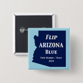 Flip Arizona Blauw in 2024 Vierkante Button 5,1 Cm (Voorkant /achterkant)