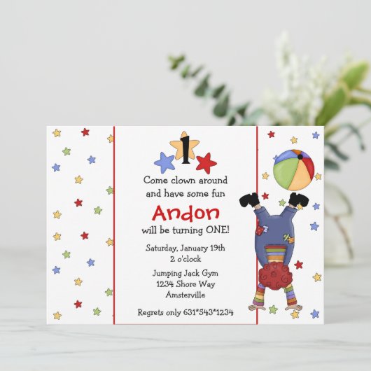 Flip Clown Invitation Kaart (Staand voorkant)