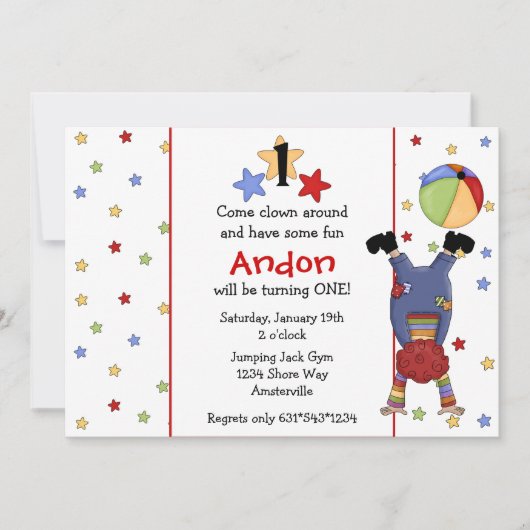 Flip Clown Invitation Kaart (Voorkant)