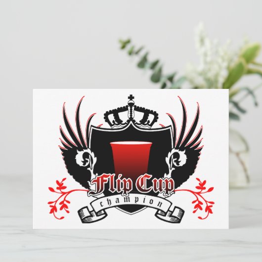 flip cup kampioen koninklijk crest kaart (Staand voorkant)