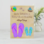 Flip Flop Baby Shower Uitnodigingen voor jongens (Staand voorkant)