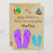 Flip Flop Baby Shower Uitnodigingen voor jongens (Voorkant / Achterkant)