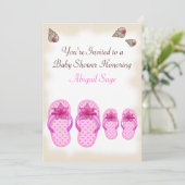 Flip Flop Baby Shower Uitnodigingen voor Meisjes (Staand voorkant)