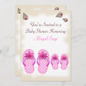 Flip Flop Baby Shower Uitnodigingen voor Meisjes (Voorkant / Achterkant)