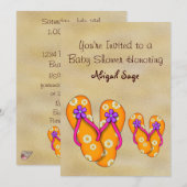 Flip Flop Baby Shower Uitnodigingen voor Meisjes (Voorkant / Achterkant)