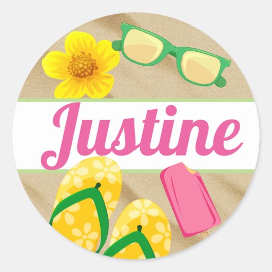 Flip Flop & Beach Fun | Luau Party Favor Stickers (Voorkant)