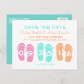 Flip Flop Beach Wedding Sla de datum op Aankondigingskaart (Voorkant / Achterkant)