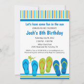 Flip Flop Birthday Party Invitation Pool Party Kaart (Voorkant)