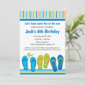 Flip Flop Birthday Party Invitation Pool Party Kaart (Staand voorkant)