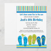 Flip Flop Birthday Party Invitation Pool Party Kaart (Voorkant / Achterkant)