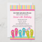 Flip Flop Birthday Party Invitation Pool Party Kaart (Voorkant)