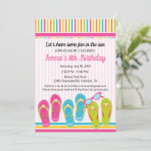 Flip Flop Birthday Party Invitation Pool Party Kaart (Staand voorkant)