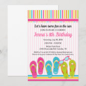 Flip Flop Birthday Party Invitation Pool Party Kaart (Voorkant / Achterkant)