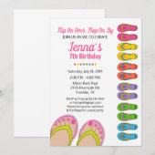 Flip Flop Birthday Party Invitation Pool Party Kaart (Voorkant / Achterkant)