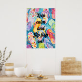 Flip Flop blijf kalm Poster (Keuken)