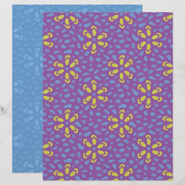 Flip-Flop Bloemen Scrapbook Papier (Voorkant / Achterkant)