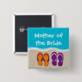 Flip Flop Bruiloft op het Strand Bruidsfeest Vierkante Button 5,1 Cm (Voorkant /achterkant)