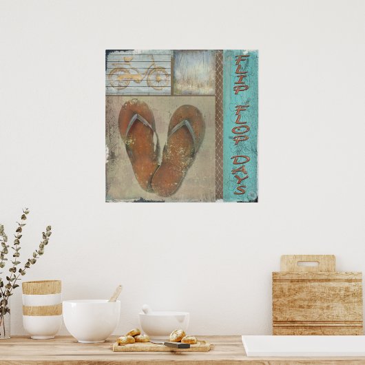 Flip Flop Days, Copyright Karen J Williams Poster (Keuken)
