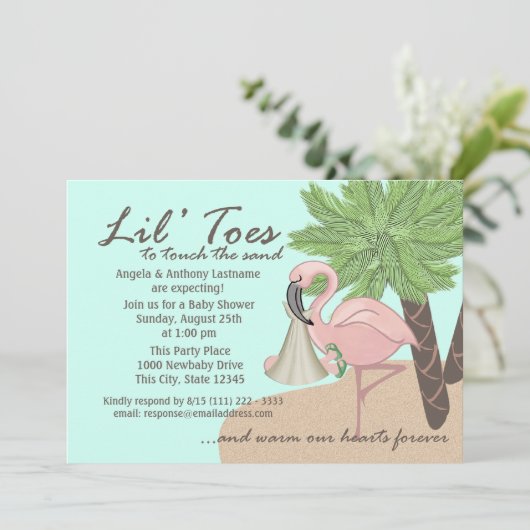 Flip Flop en Flamingo Baby shower Kaart (Staand voorkant)