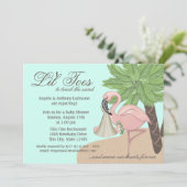 Flip Flop en Flamingo Baby shower Kaart (Staand voorkant)