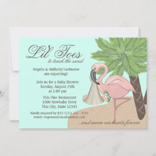 Flip Flop en Flamingo Baby shower Kaart