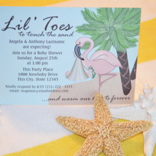 Flip Flop en Flamingo Baby shower Kaart