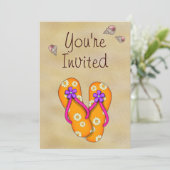 Flip Flop en Strand Verjaardag Uitnodiging (Staand voorkant)