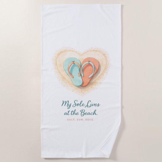 Flip Flop Heart Beach Towel – Salt Sun Sole Strandlaken (Voorkant)