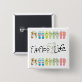 Flip Flop Leven Vierkante Button 5,1 Cm (Voorkant /achterkant)