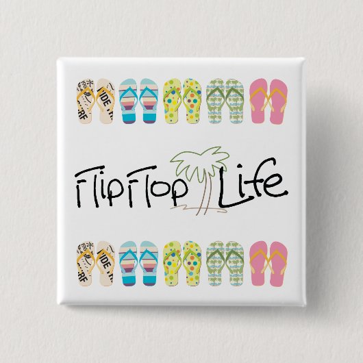 Flip Flop Leven Vierkante Button 5,1 Cm (Voorkant)