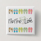 Flip Flop Life Vierkante Button 5,1 Cm (Voorkant)