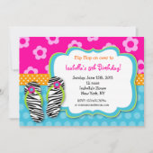 Flip Flop Luau Pool Party Birthday Invitations Kaart (Voorkant)