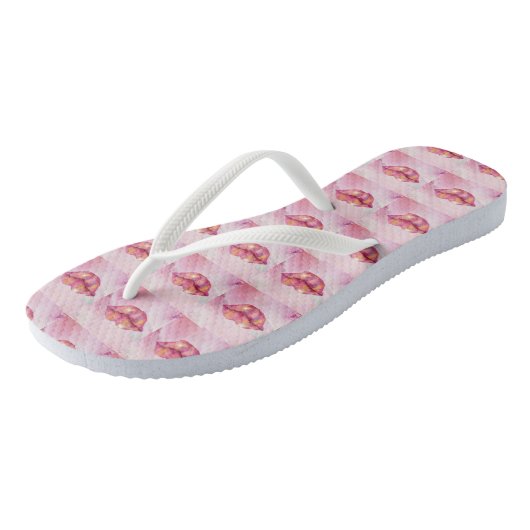 Flip Flop met roze en goudkleurig Lip-ontwerp (Schuin)