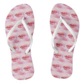 Flip Flop met roze en goudkleurig Lip-ontwerp (Voetbed)