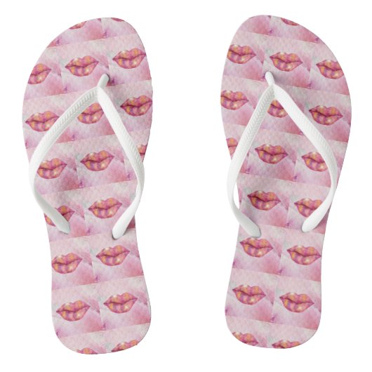 Flip Flop met roze en goudkleurig Lip-ontwerp (Voetbed)