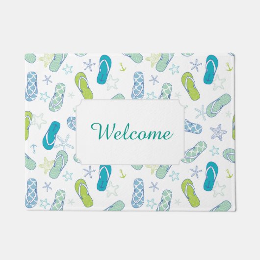 Flip Flop Pattern | Jouw tekst toevoegen Deurmat (Voorkant)