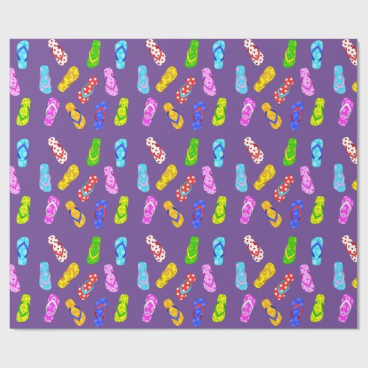 Flip Flop Pattern Paarse Wrapping Paper Cadeaupapier (Vlak)