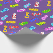 Flip Flop Pattern Paarse Wrapping Paper Cadeaupapier (Hoek)