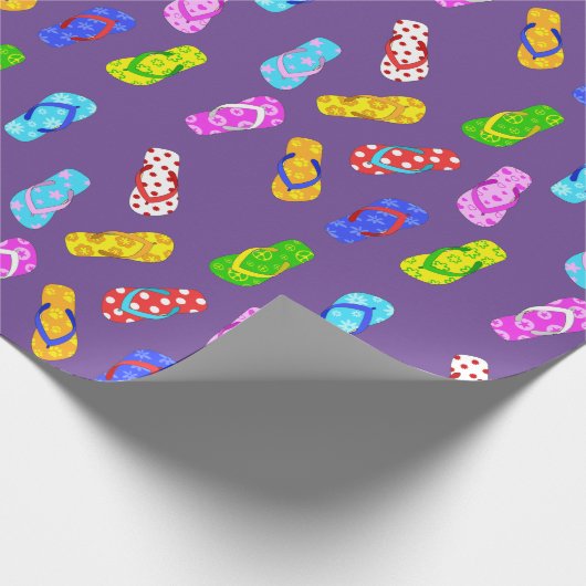 Flip Flop Pattern Paarse Wrapping Paper Cadeaupapier (Hoek)