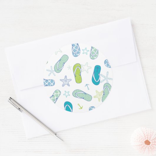 Flip Flop Pattern Ronde Sticker (Envelop)