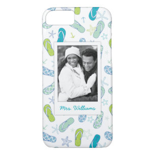 Flip Flop Pattern   Uw foto en naam iPhone 8/7 Hoesje