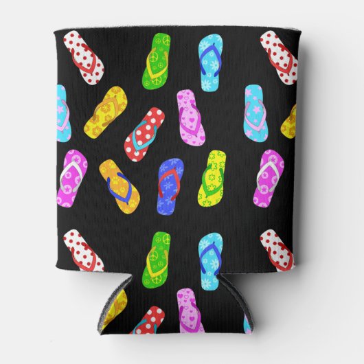 Flip Flop Pattern Zwart Koelbox Blikjeskoeler (Voorkant)