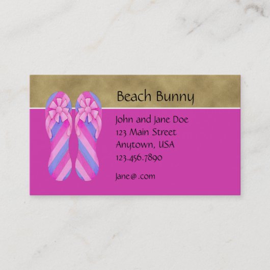 Flip Flop Pink Stripes Profile Card Visitekaartje (Voorkant)