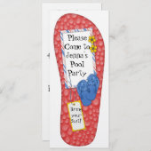 Flip Flop Pool party Birthday Invitation Kaart (Voorkant / Achterkant)