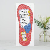 Flip Flop Pool party Birthday Invitation Kaart (Staand voorkant)