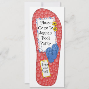 Flip Flop Pool party Birthday Invitation Kaart